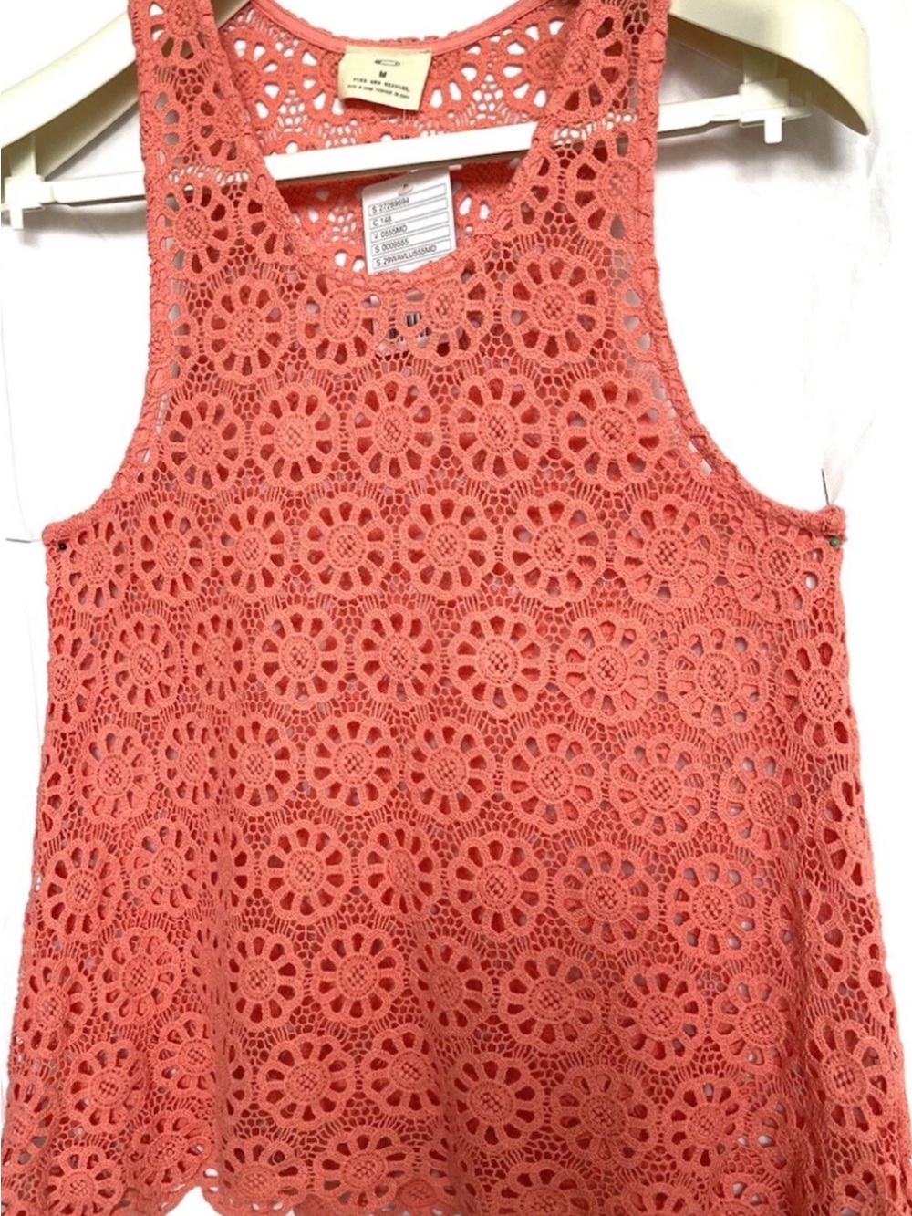 Pins & Needles Coral Crochet Tank Top medium NWT